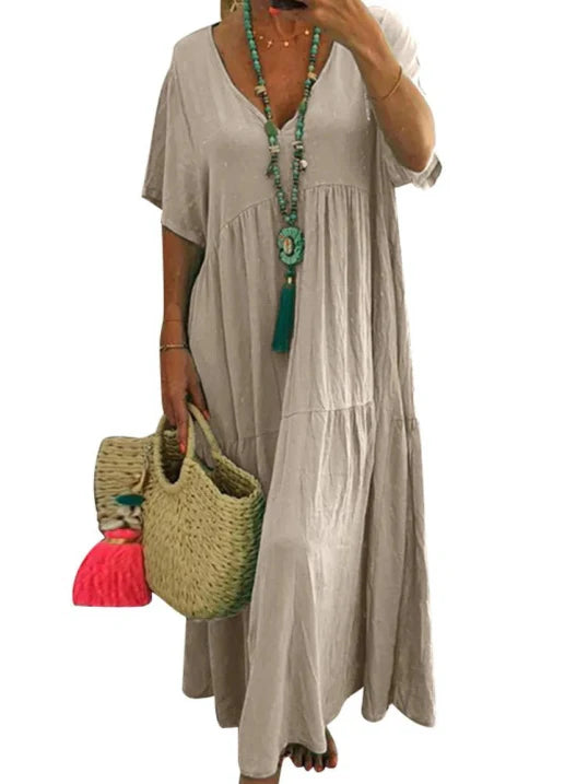 Ladies Loose Fit V Neck Summer Dress