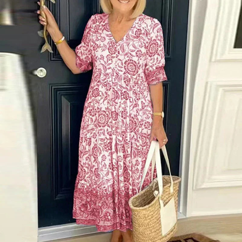 Chic Floral V-Neck Summer Dress