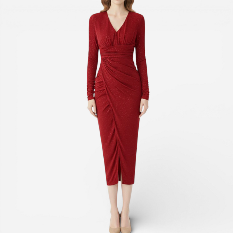 Ladies Sparkly V Neck Party Dress