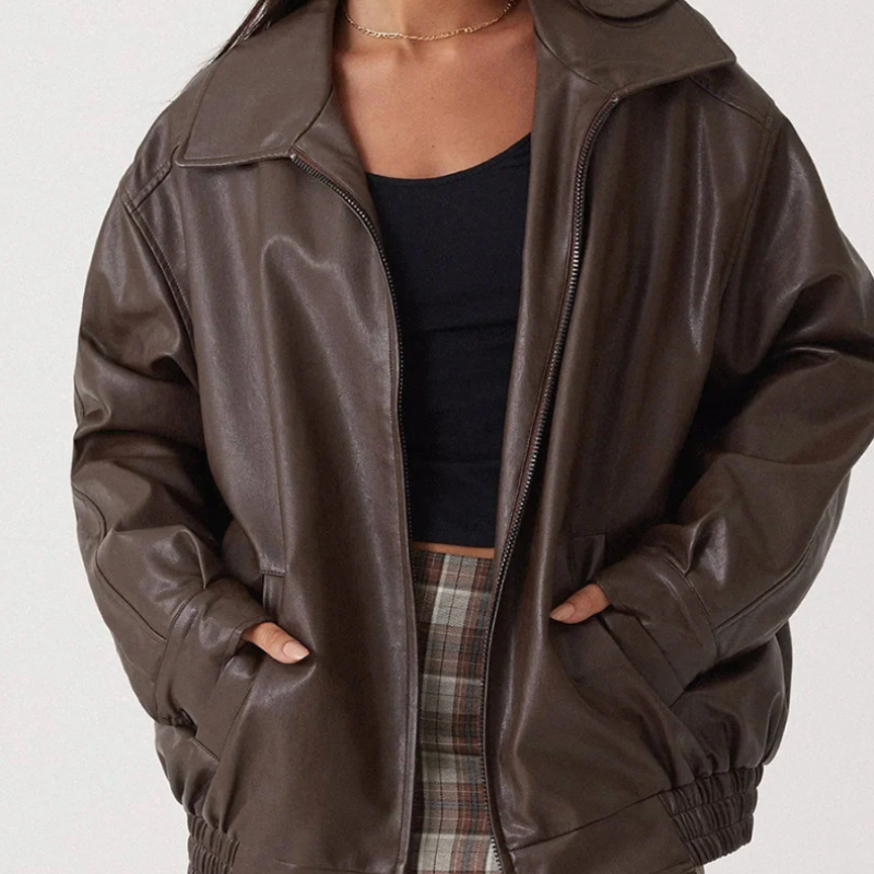Ladies Classic Biker Leather Jacket