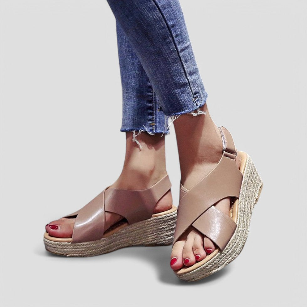 Orthopaedic Wedge Sandals with Stylish Cross Strap 6