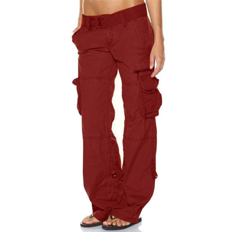 Women's Practical Straight Leg Work Pants with Pockets