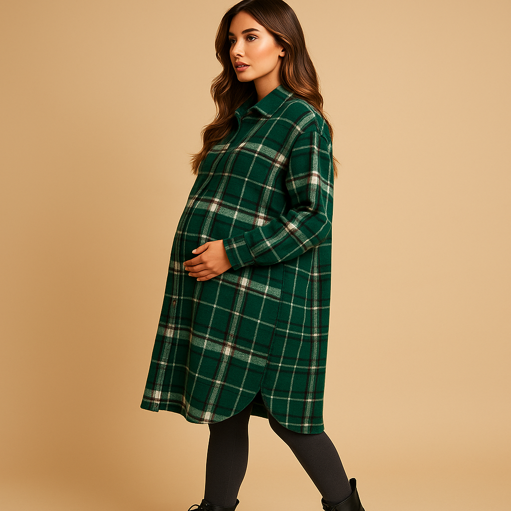 Classic Checked Wool Women's Coat