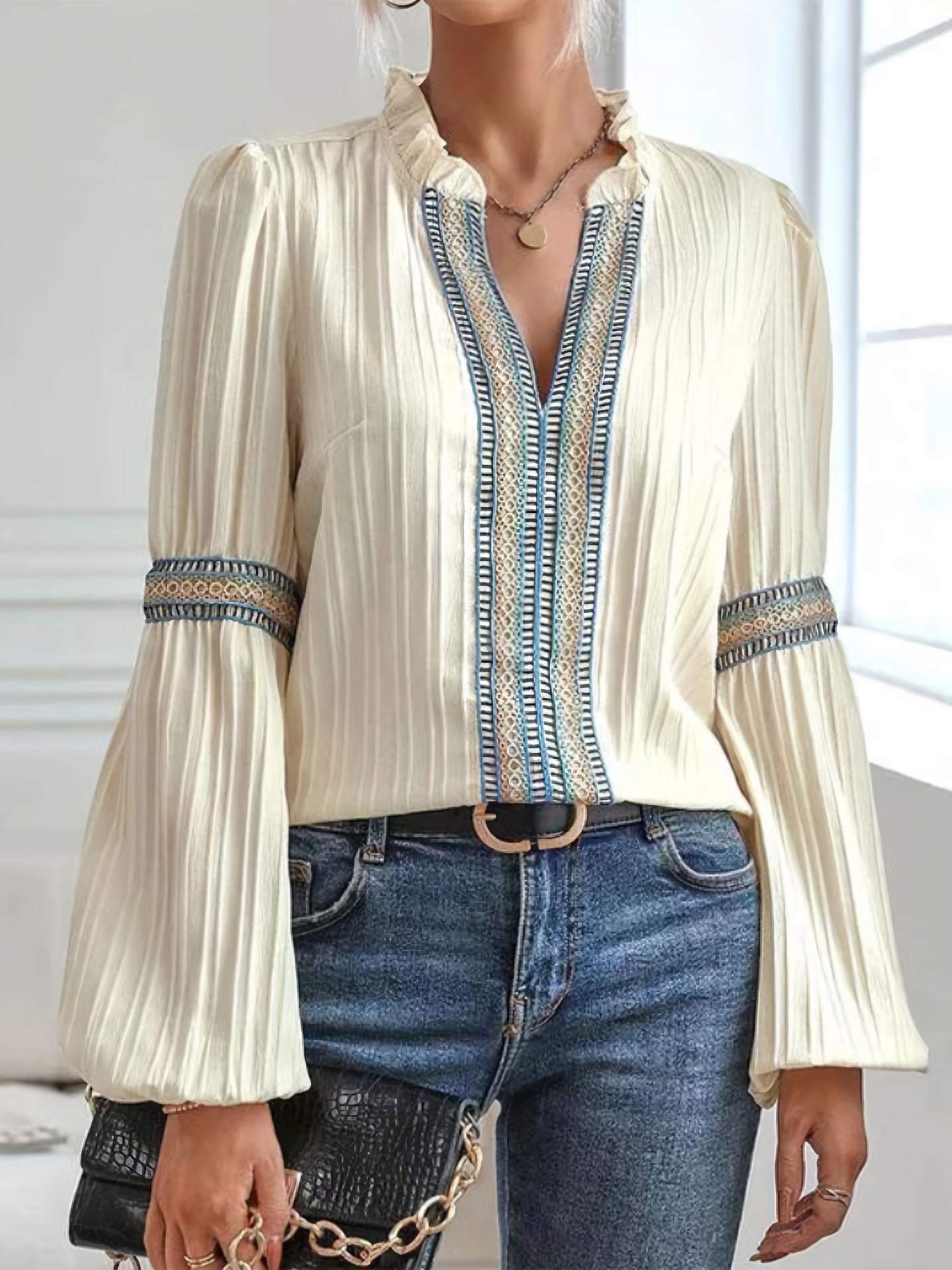 Classic V-Neck Women's Blouse