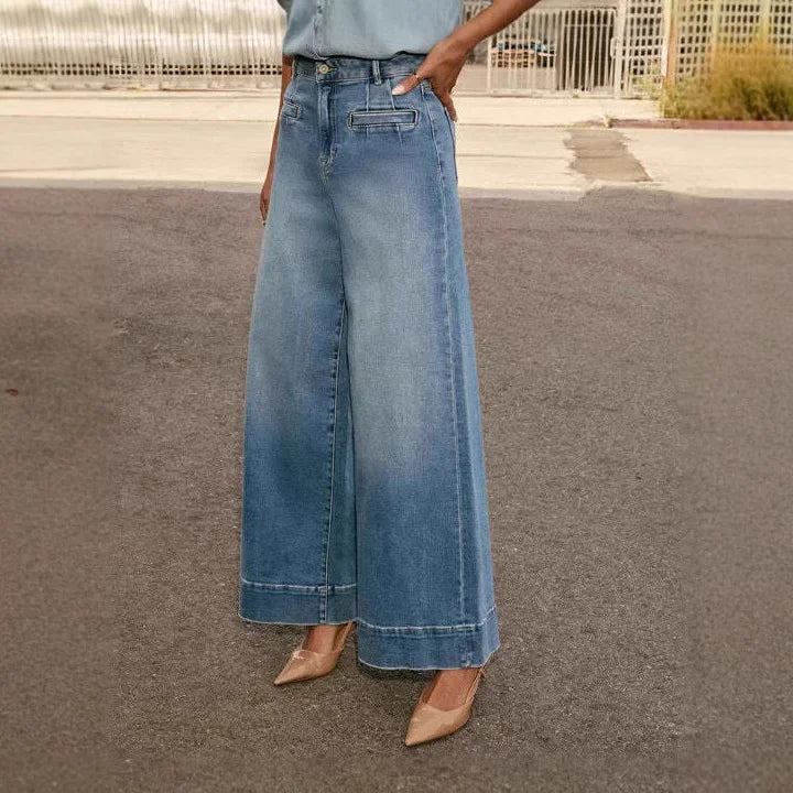 Layla | Retro Royal Wide Leg Mom Jeans