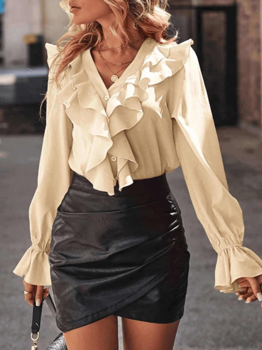 Jessica | Ruffled Elegance Long Sleeve Blouse