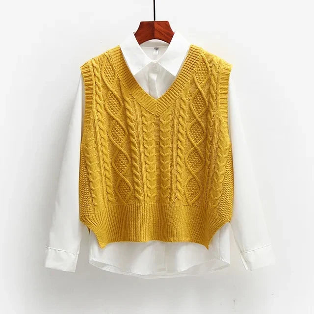 Cozy Cable Knit Vest Sweater