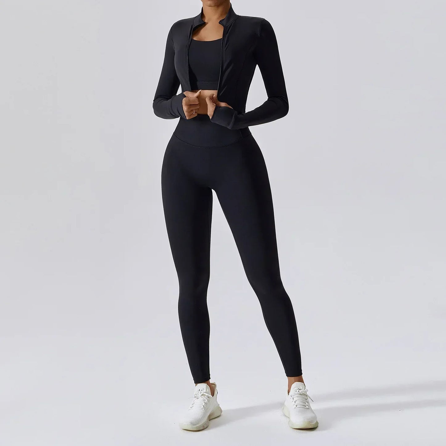 Yoga 3-Piece Outfit Set with Leggings and Top