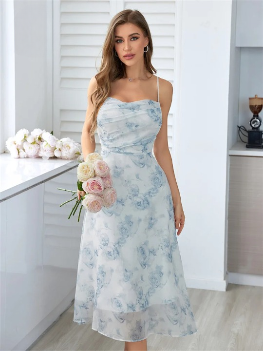 Bella | Floral Spaghetti Strap Summer Dress