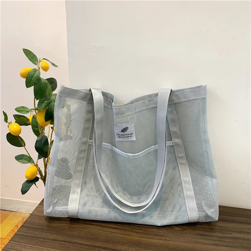 Tina | Transparent Mesh Tote Bag for Beach and Travel-5