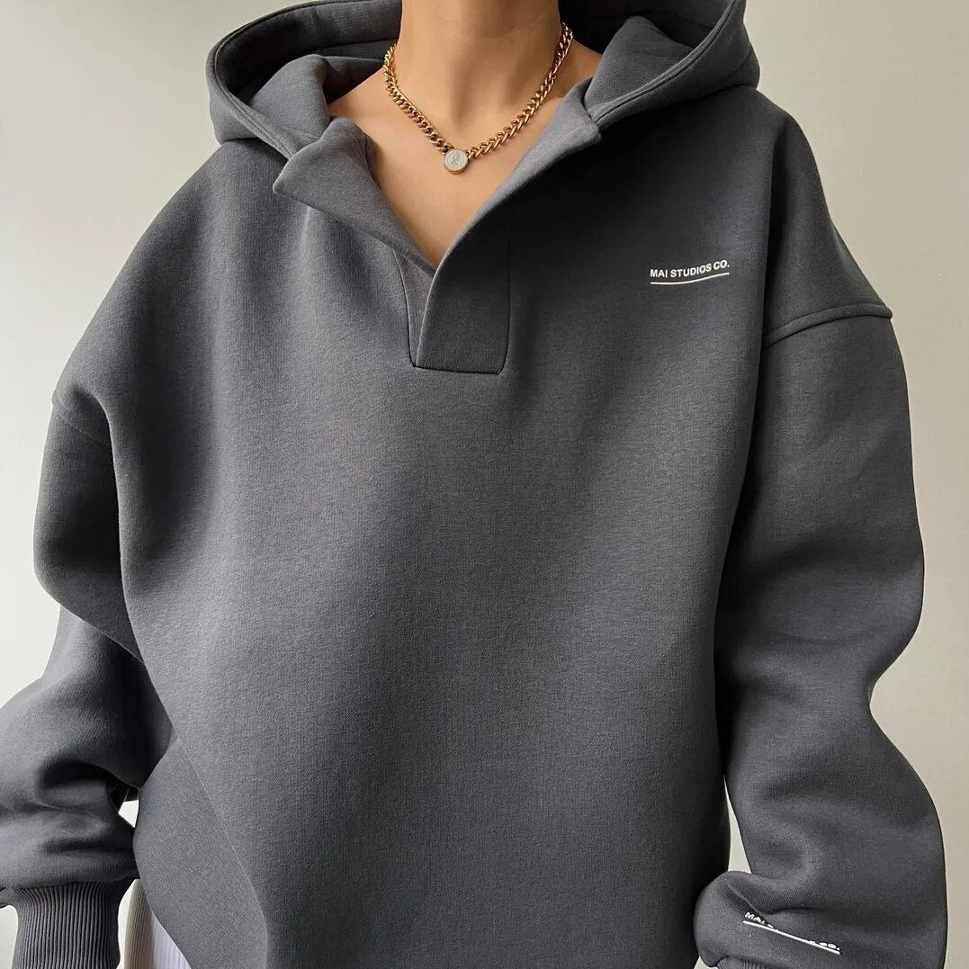Large Women's Hooded Sweatshirt with Simple Style