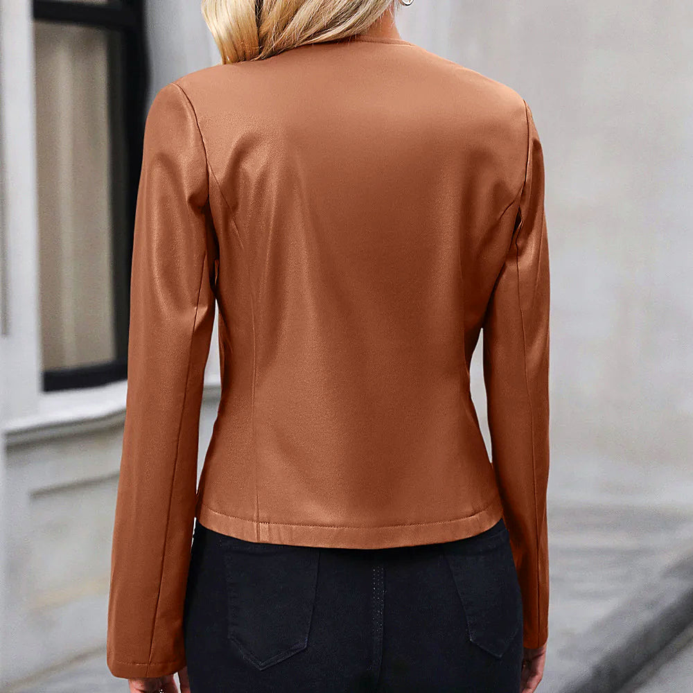 Sandra | Fashionable biker jacket with a round neck