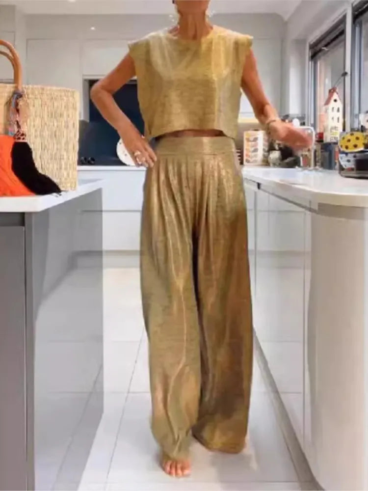 Ladies' Tank Top and Wide Leg Pants Set