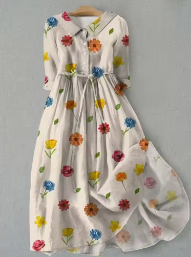 Beautiful Floral Short Sleeve Dress - Luxivelle