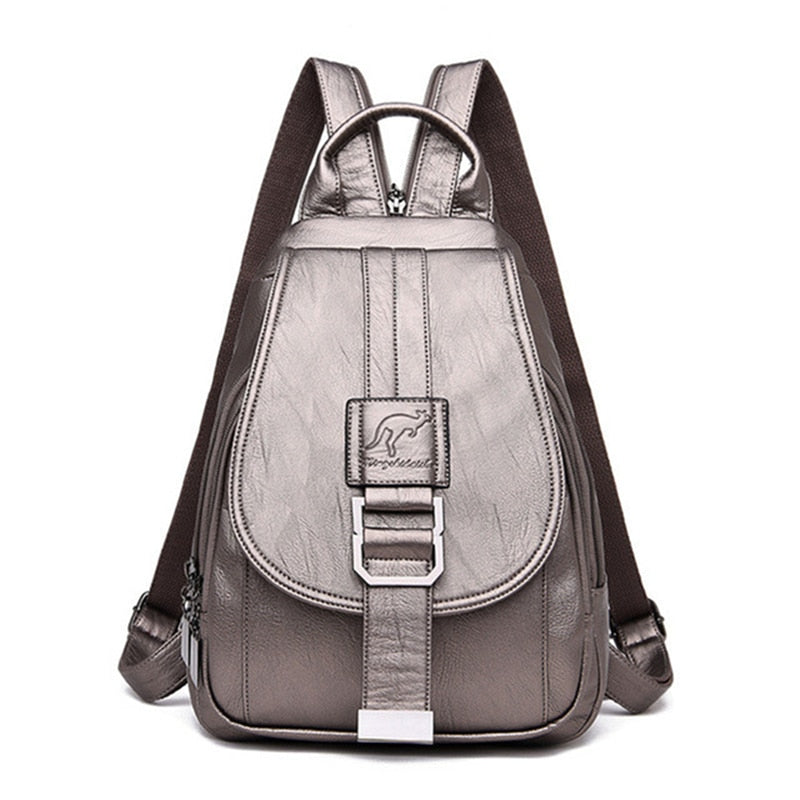 Secure Women's Leather Rucksack - Soft Genuine Sheepskin Backpack