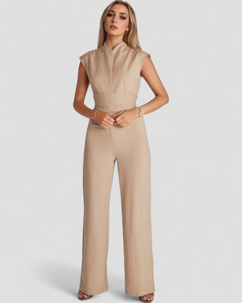 Sleeveless Wide Leg Jumpsuit with Waist Belt Detailing 2