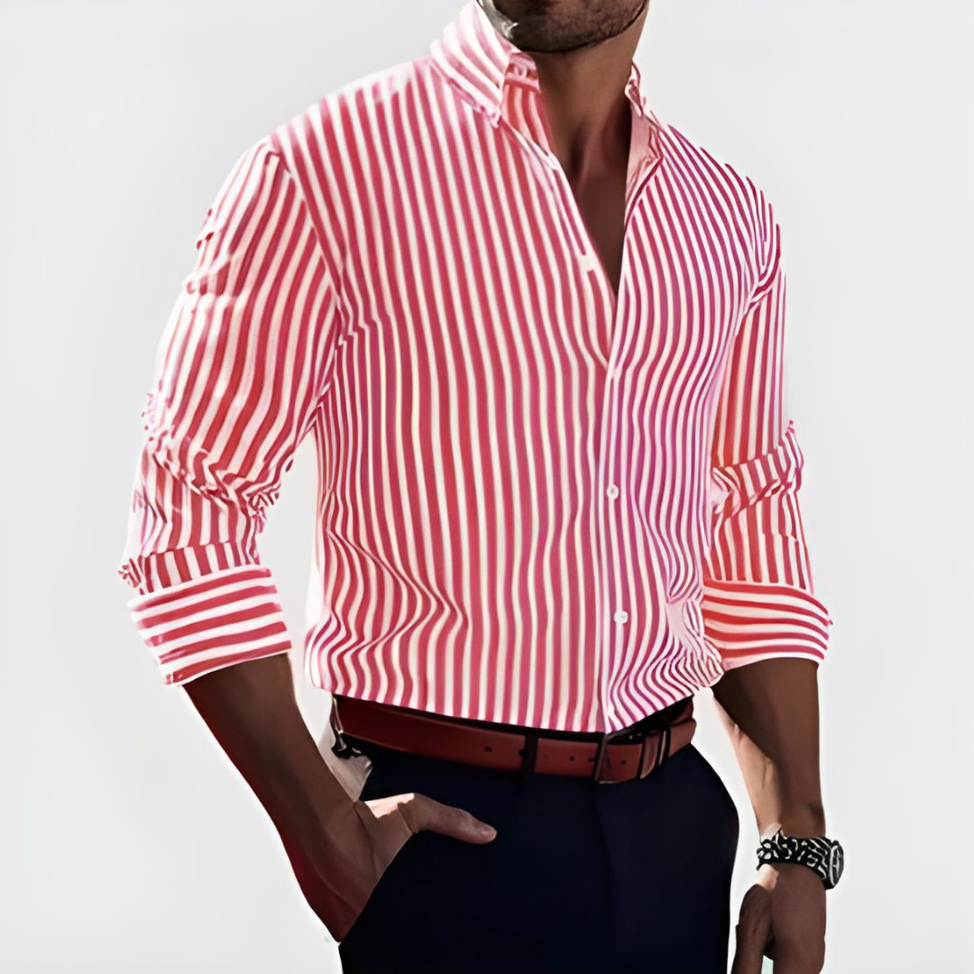 Slim Fit Striped Dress Shirt for Men