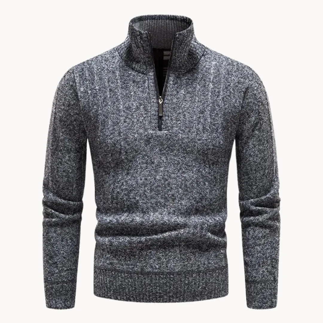 Men's Fitted Crew Neck Quarter Zip Sweater