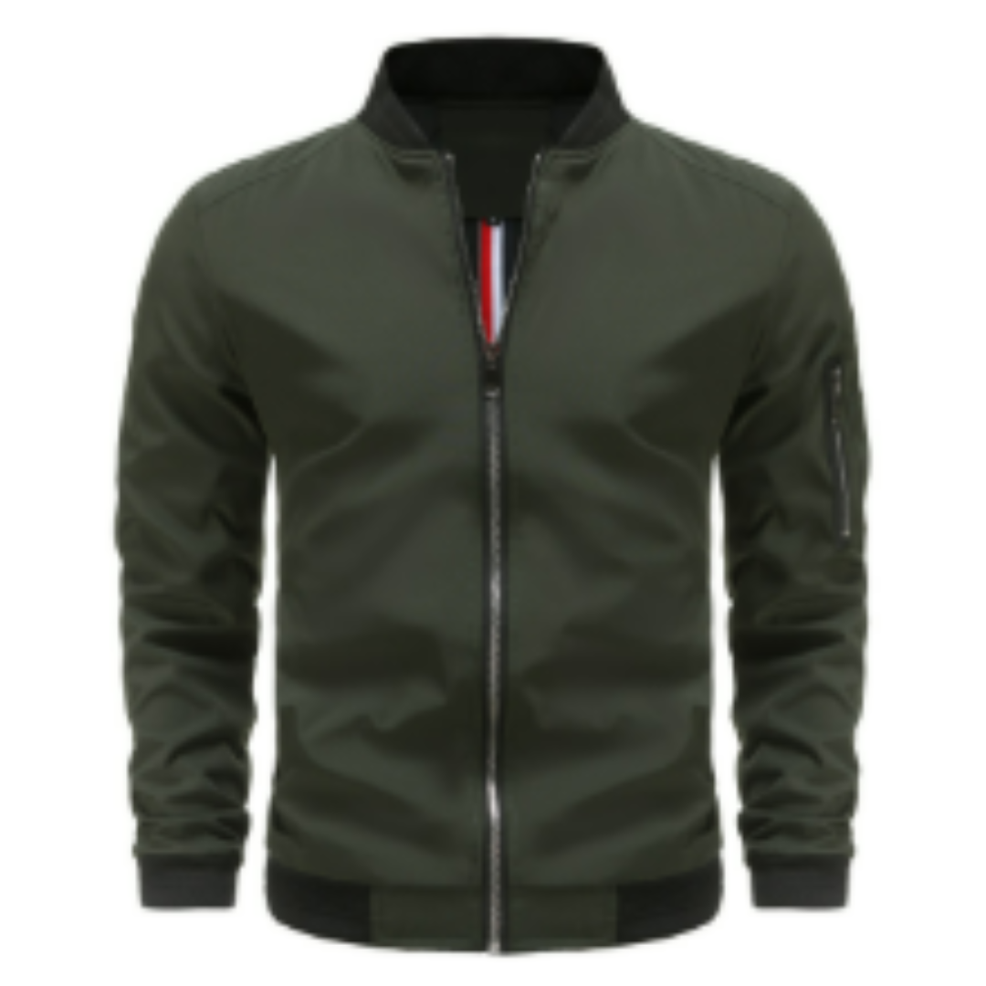 Slim Fit Mens Zip Up Leather Bomber Jacket