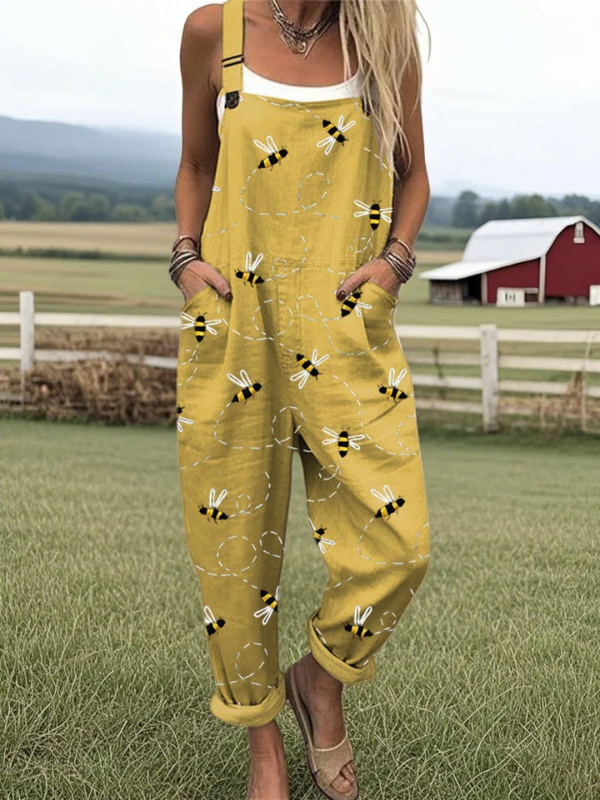 Yellow Floral Summer Jumpsuit - Luxivelle