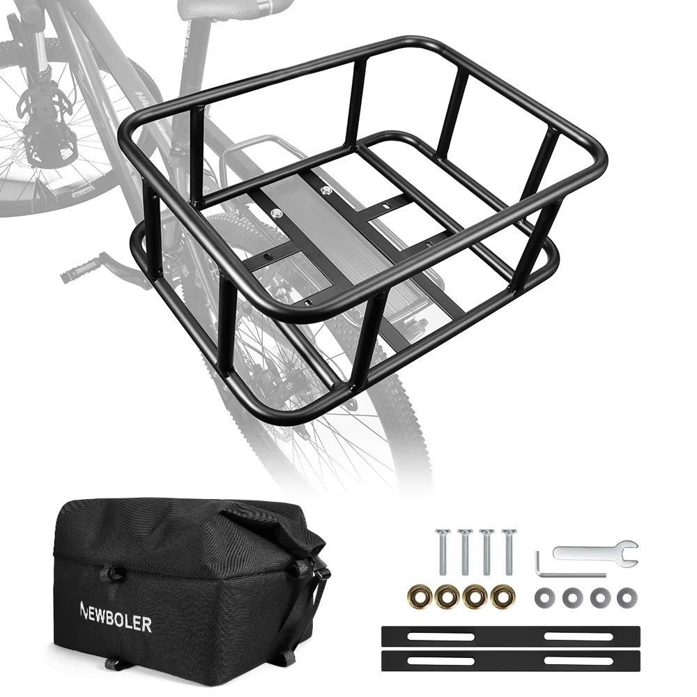 Strong Rear Bike Rack with Basket – Durable Metal Bike Storage