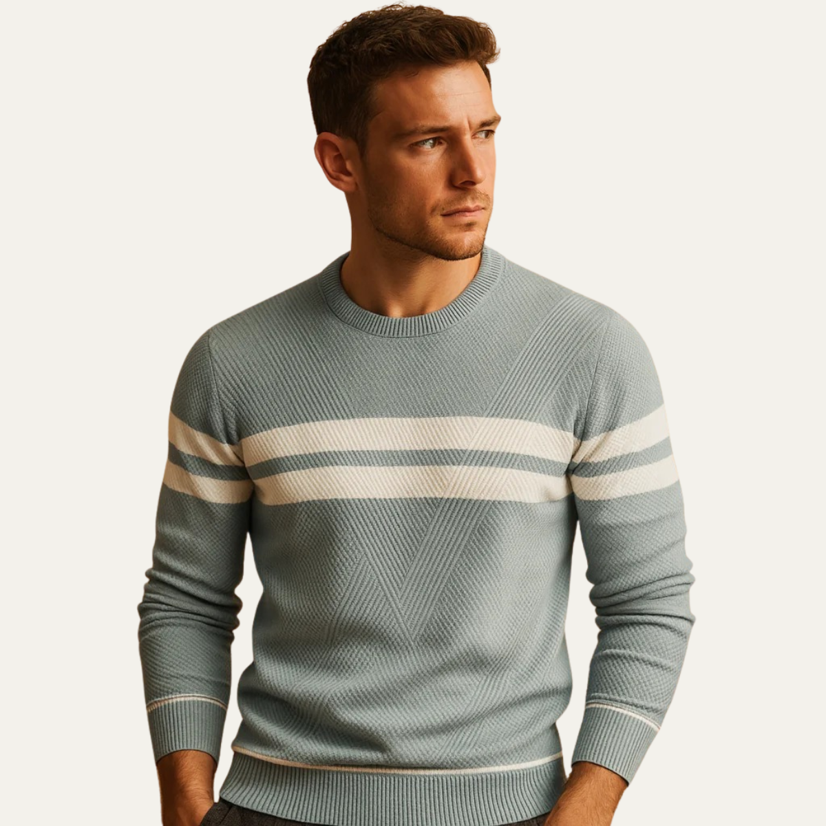 VogeLuxe | Men’s Bold Stripe Crewneck Sweater 3