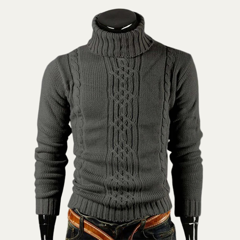 VogeLuxe | Men’s Cable-Knit Turtleneck Sweater 7