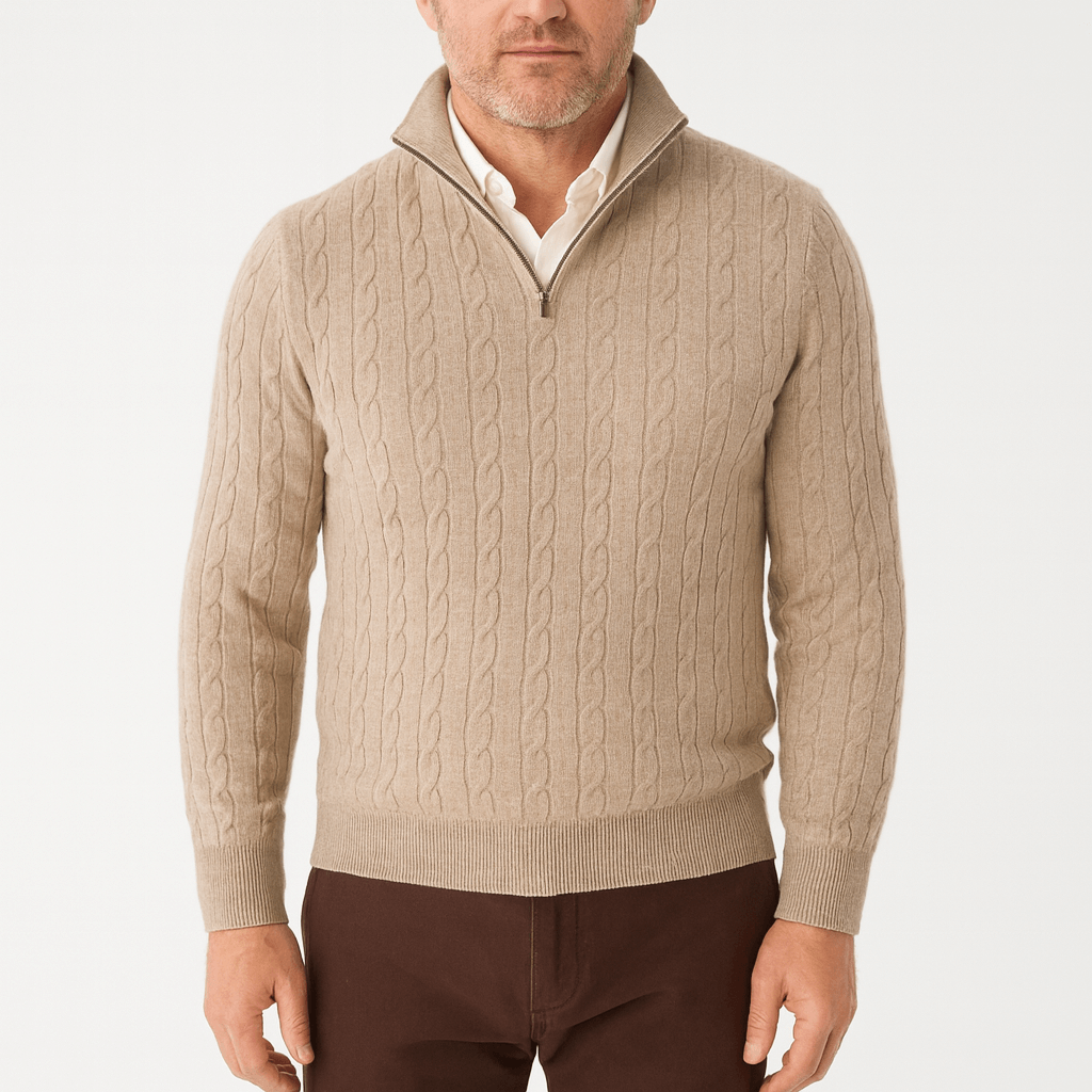 VogeLuxe | Men’s Cable Knit Turtleneck Pullover 4