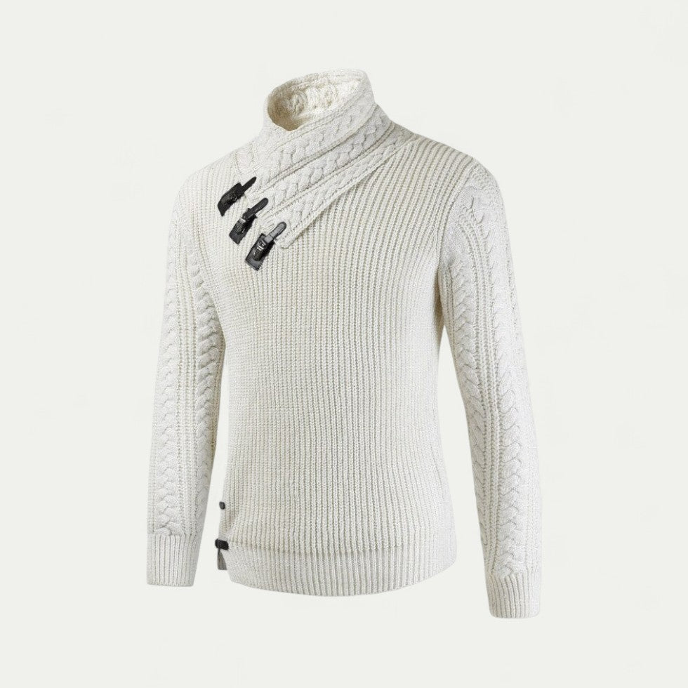 VogeLuxe | Men’s Chunky Knit Toggle Sweater 3