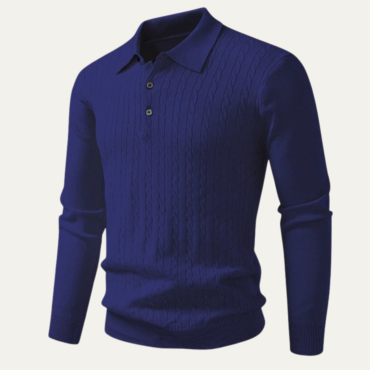 VogeLuxe | Men’s Classic Cable Knit Polo Sweater 2