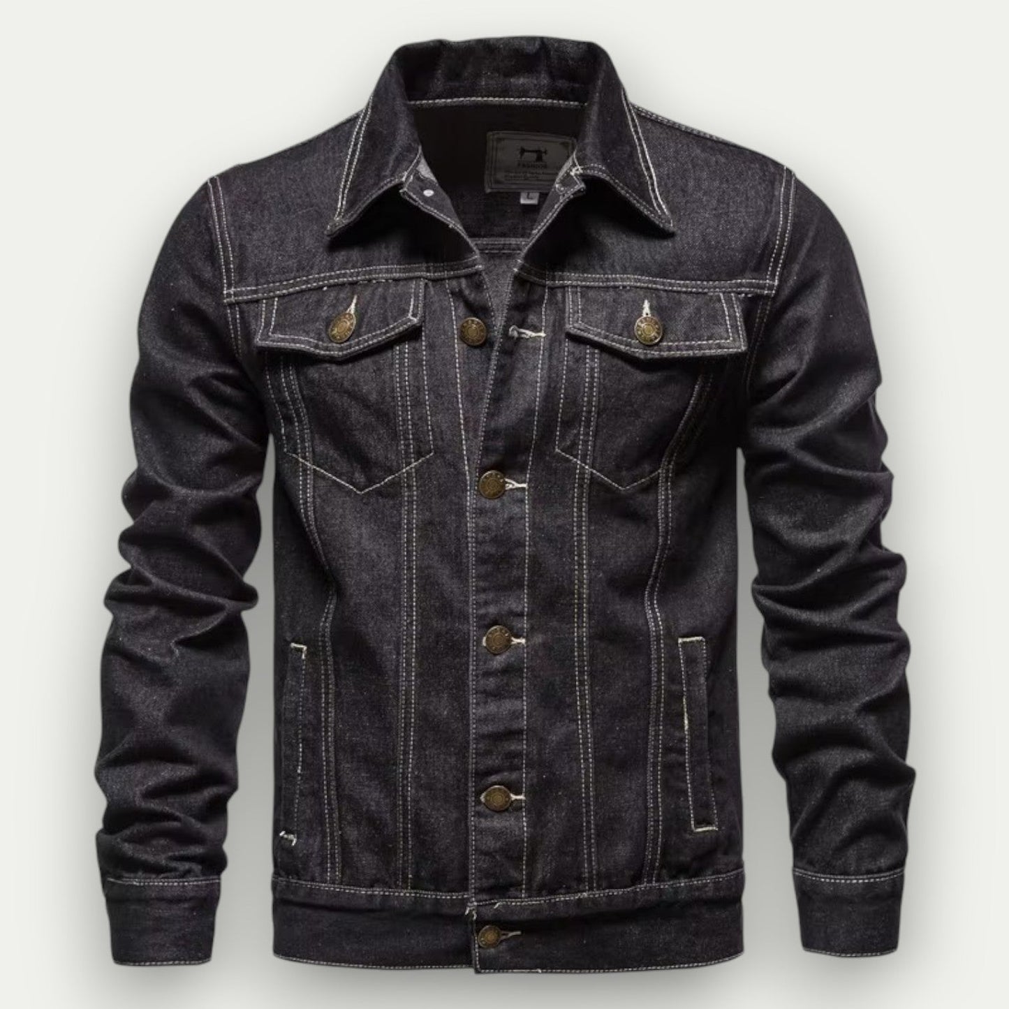VogeLuxe | Men’s Classic Dark Denim Jacket 4