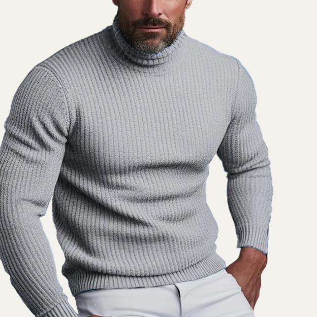 VogeLuxe | Men’s Classic Ribbed Knit Turtleneck 2