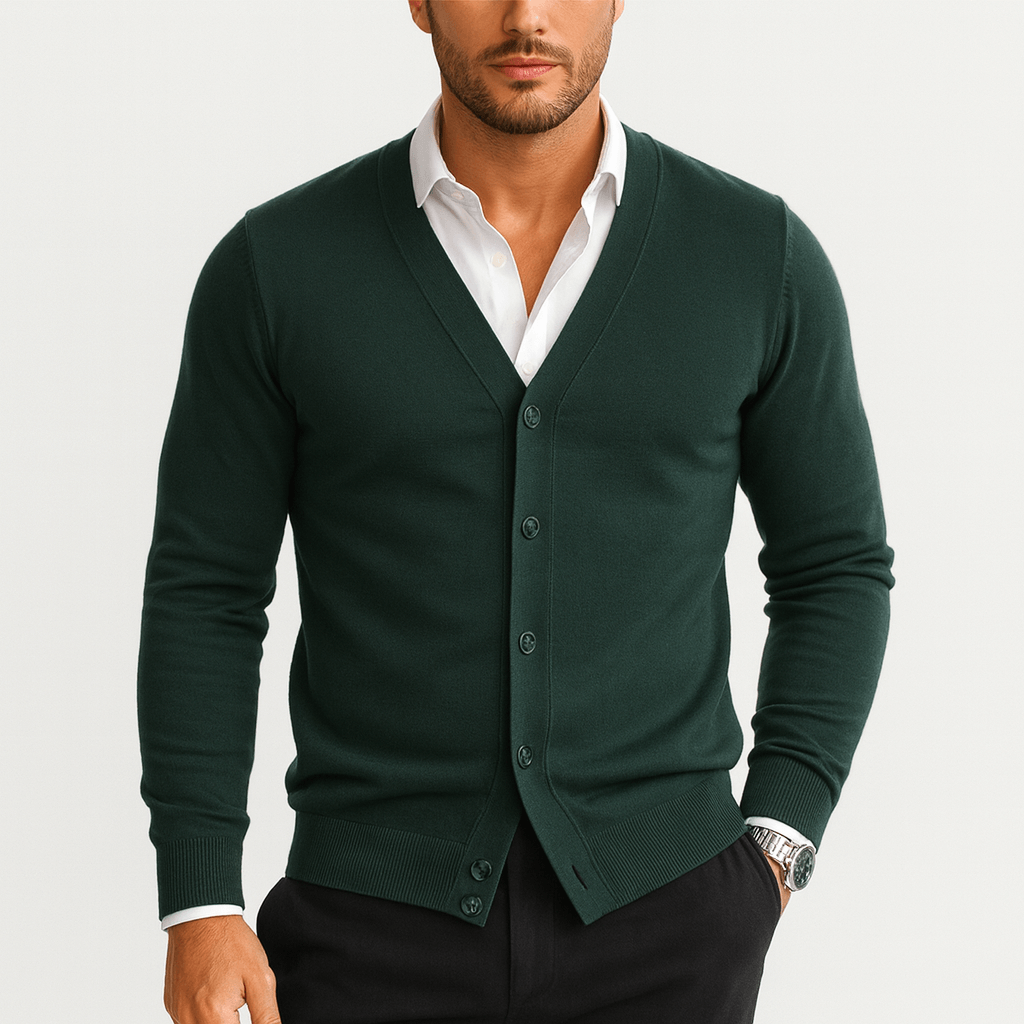 VogeLuxe | Men’s Classic V Neck Knit Cardigan 4