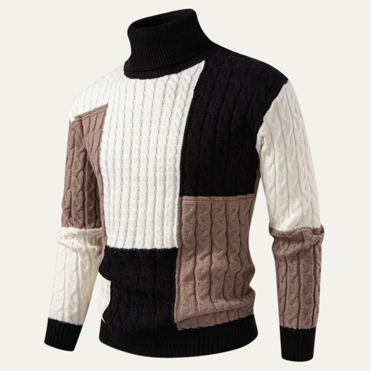 VogeLuxe | Men’s Color-Block Turtleneck Sweater 9