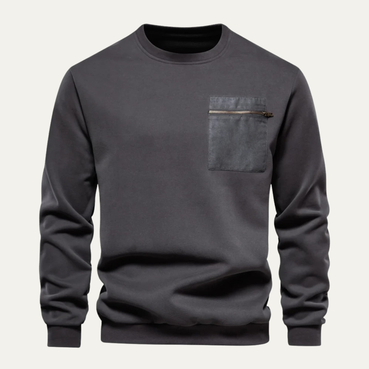 VogeLuxe | Men’s Crewneck Sweatshirt with Zipper Pocket 11
