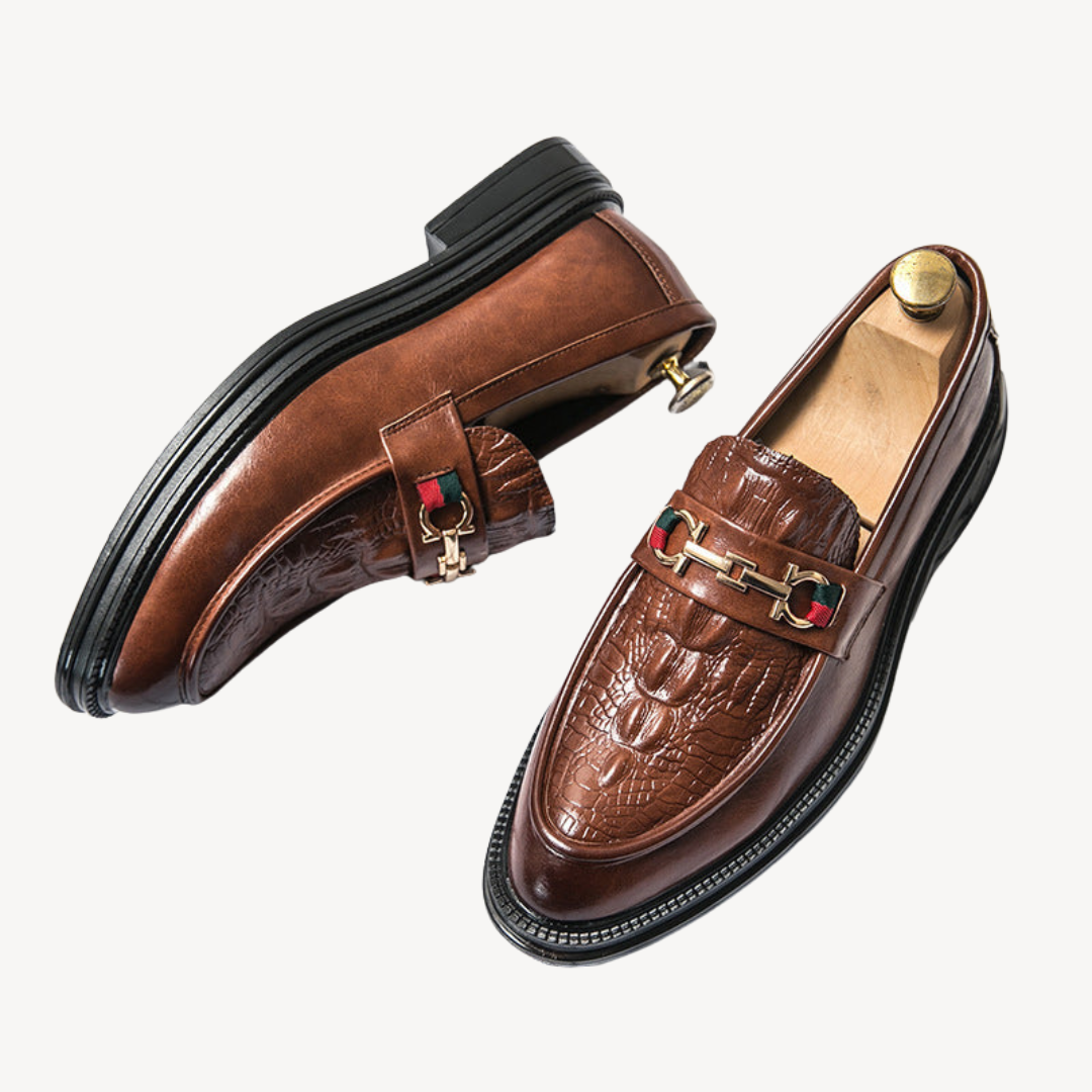 VogeLuxe | Men’s Croc-Detail Horsebit Loafers 3