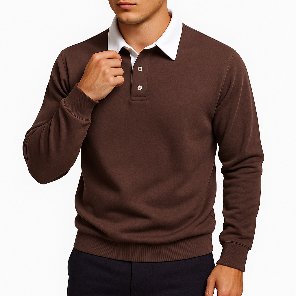 VogeLuxe | Men’s Fashion Polo Neck Sweatshirt 8