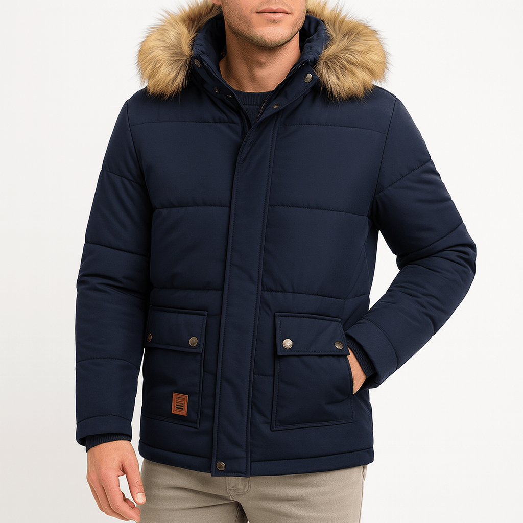 VogeLuxe | Men’s Fur Trim Quilted Parka 1