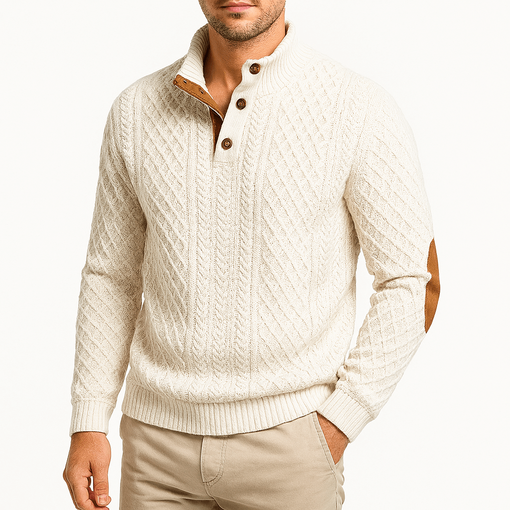 VogeLuxe | Men’s Jacquard Zip-Up Pullover Sweater 4