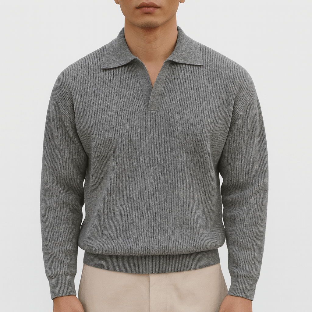 VogeLuxe | Men’s Knitted Polo Collar Sweater 2
