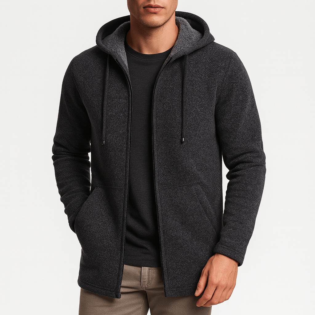 VogeLuxe | Men’s Long Hooded Cardigan Sweater 4