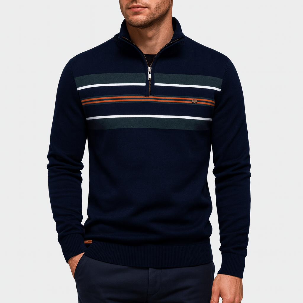 VogeLuxe | Men’s Mock Neck Ribbed Knit Pullover 3