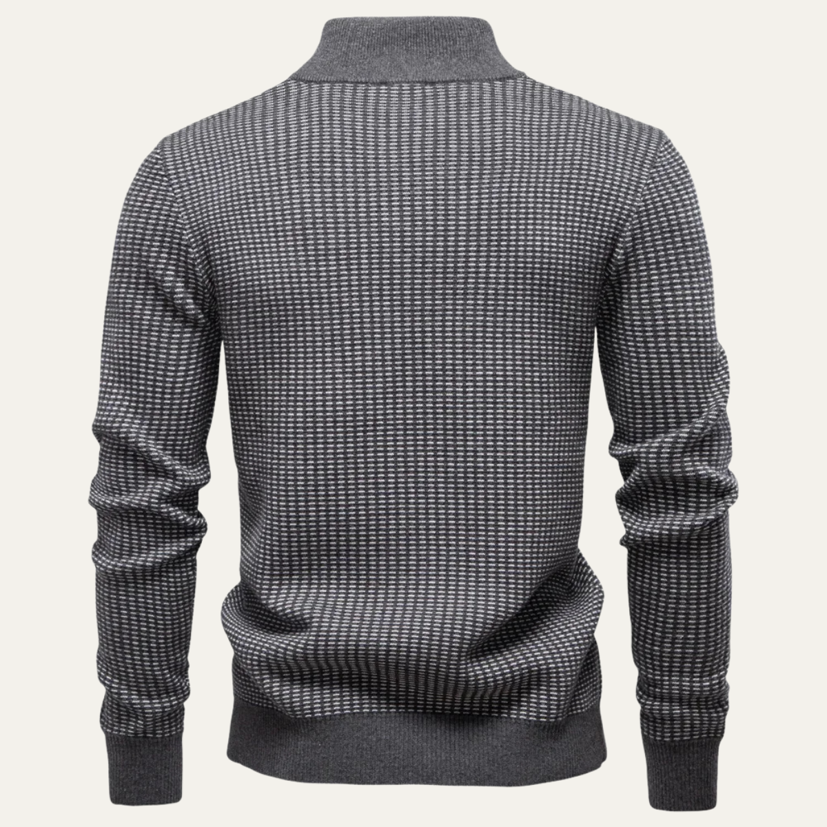 VogeLuxe | Men’s Quarter-Zip Micro-Check Sweater 6
