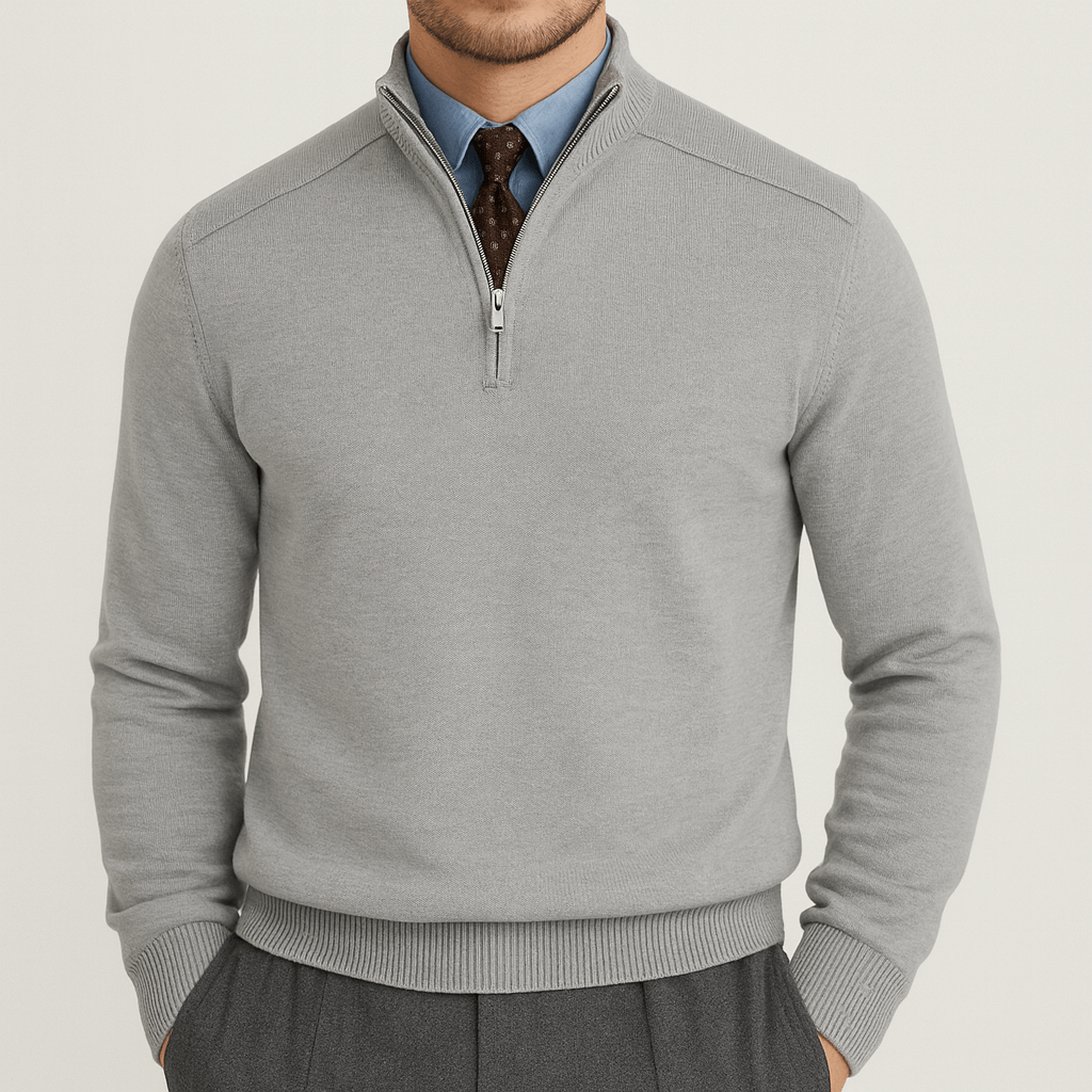 VogeLuxe | Men’s Quarter Zip Knit Polo Sweater 3