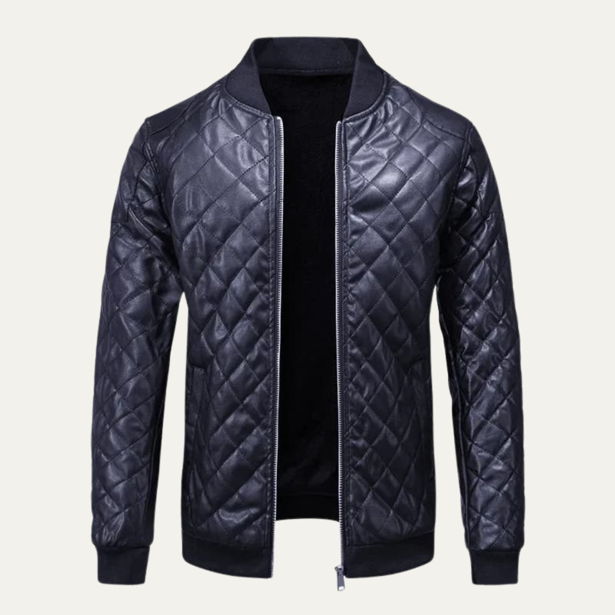 VogeLuxe | Men’s Quilted Faux Leather Bomber Jacket 5