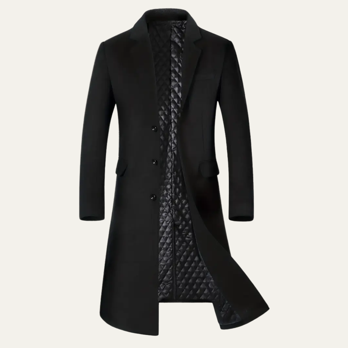 VogeLuxe | Men’s Quilted Lined Long Overcoat 6