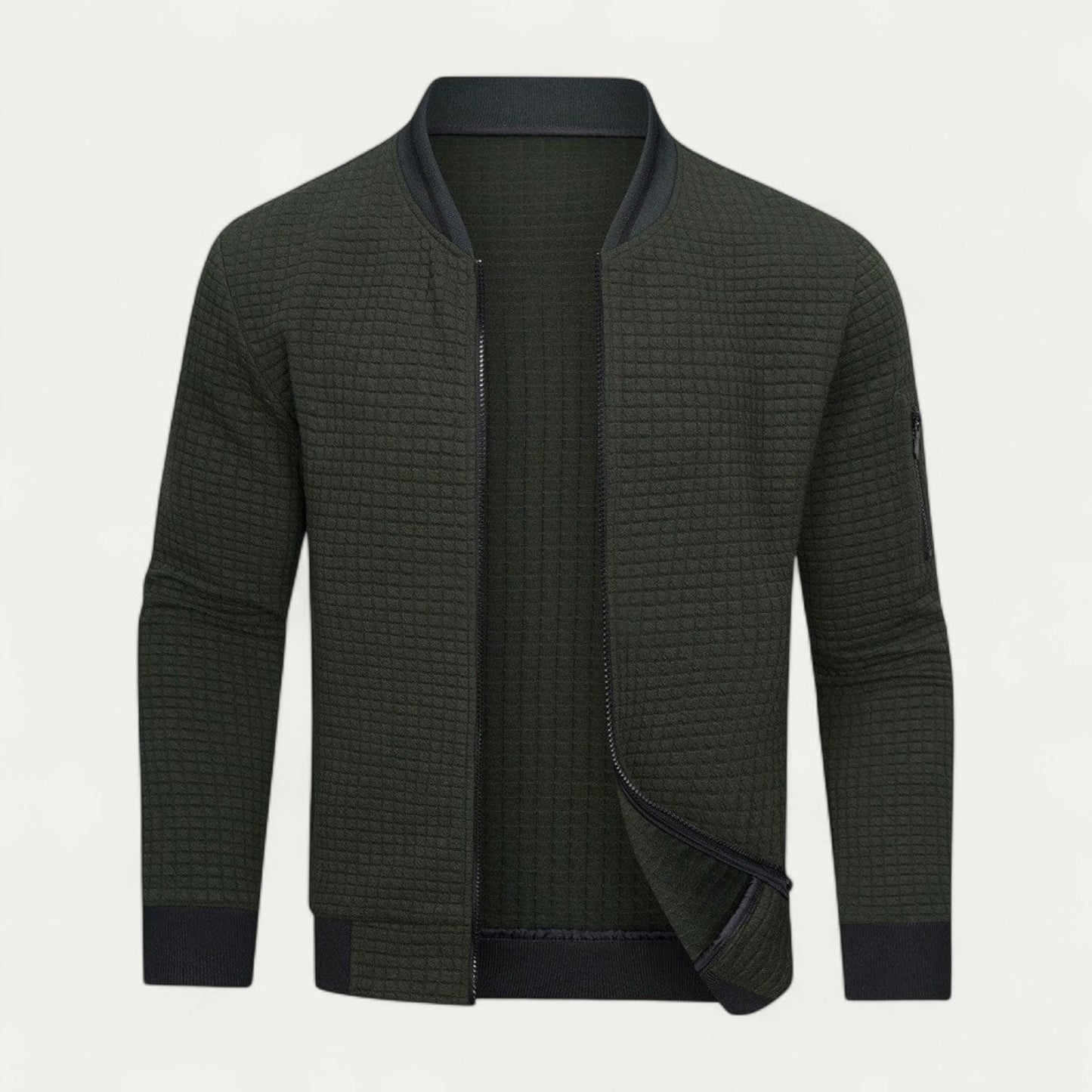 VogeLuxe | Men’s Quilted Texture Bomber Jacket 3