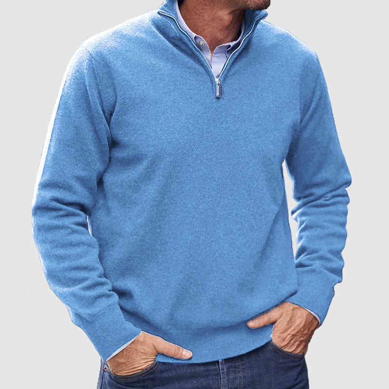 VogeLuxe | Men’s Refined Quarter-Zip Sweater with Ribbed Details 10