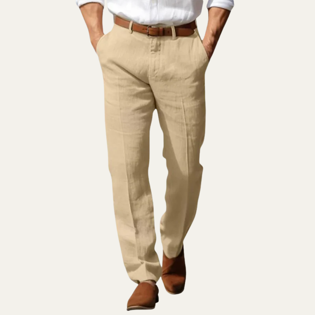 VogeLuxe | Men’s Relaxed Linen Blend Trousers 6