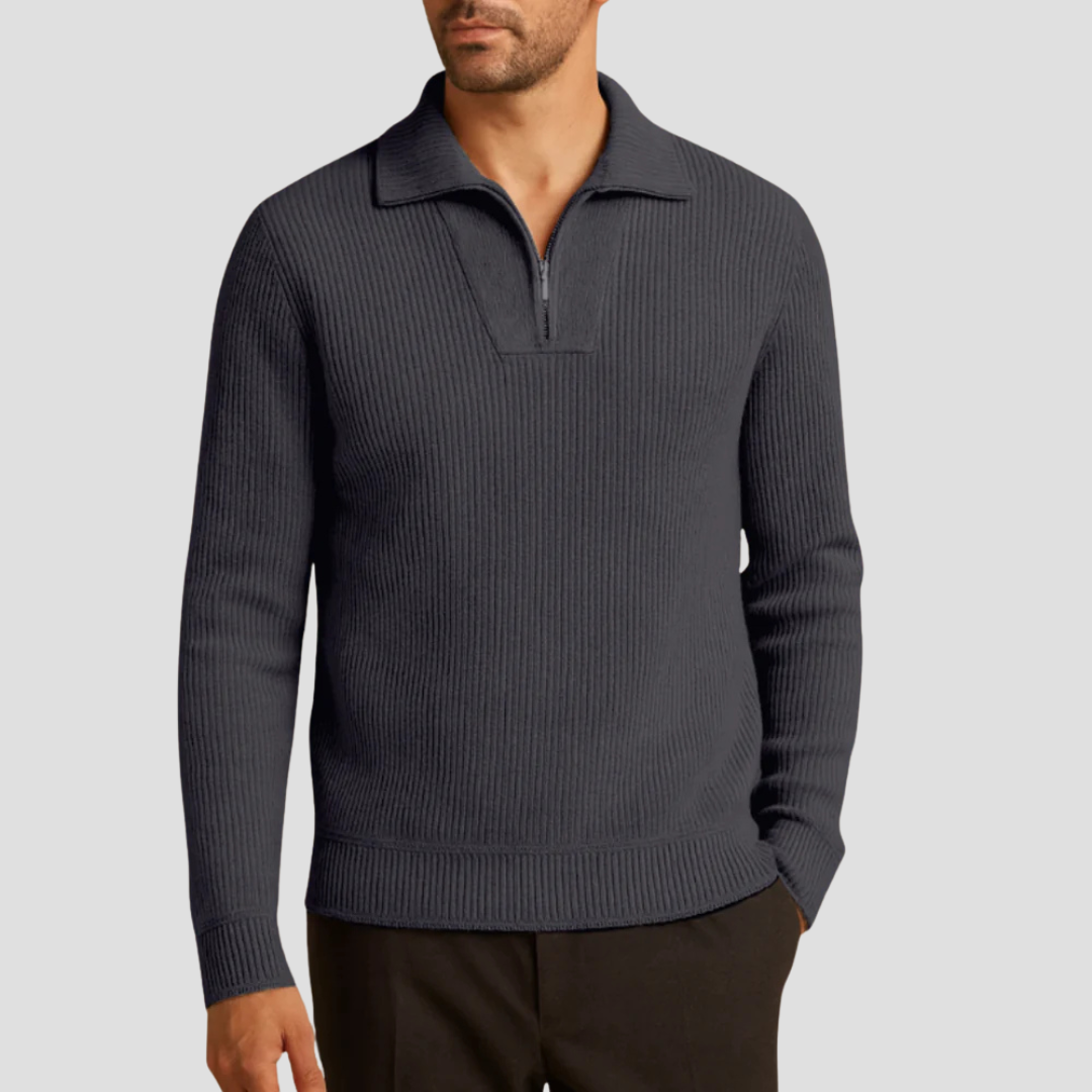 VogeLuxe | Men’s Ribbed Knit Half-Zip Sweater 6